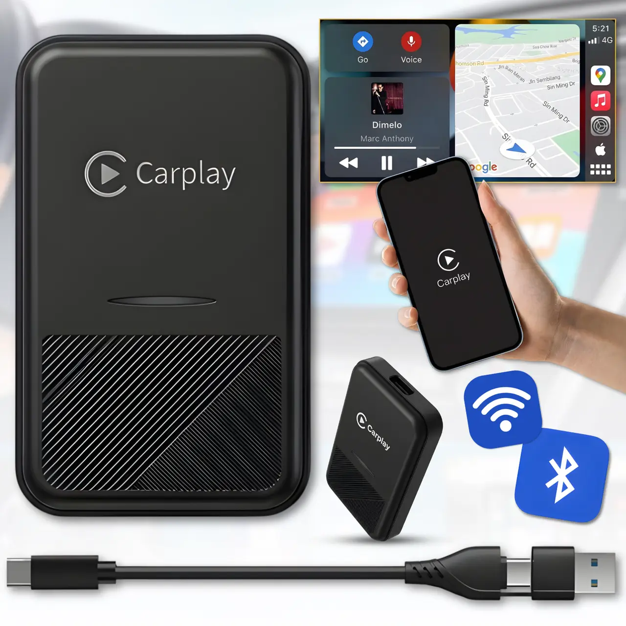 Бездротовий адаптер CarPlay та Android Auto P10 для iPhone і Android Бездротовий адаптер CarPlay та Android Auto P10 для iPhone і Android